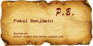 Paksi Benjámin névjegykártya