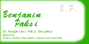 benjamin paksi business card